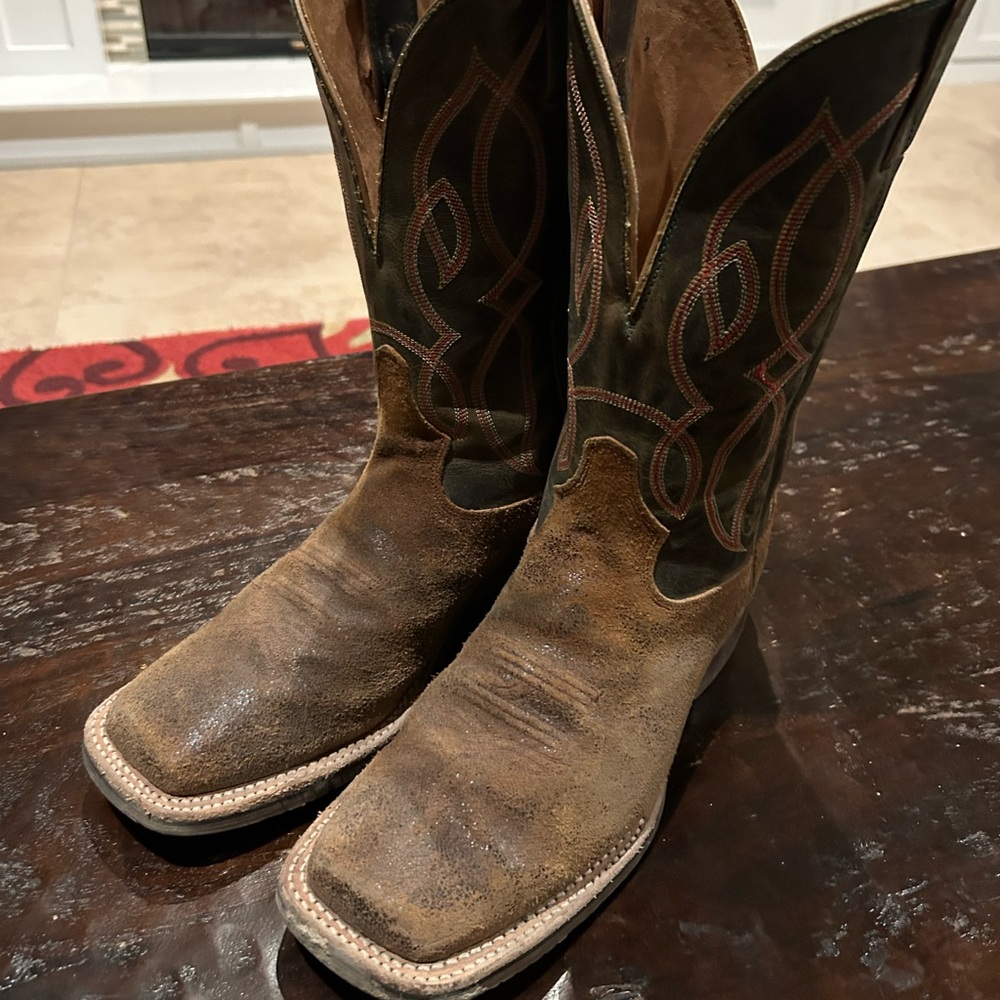 Tony Lama Brown Western Cowboy Boots Square-Toe